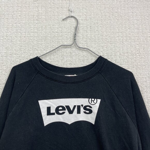 Levi's Graphic Sweatshirt Pullover Women Sz S Black w/ Classic Retro White Logo - Picture 4 of 13